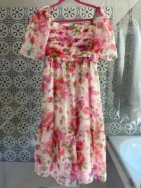 Abercrombie & Fitch Pink Floral Midi Dress